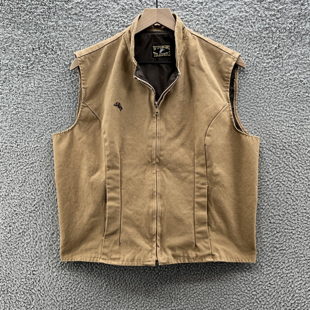 Wyoming Traders Vest Womens XL Tan Canvas Western Full Zip Workwear Western